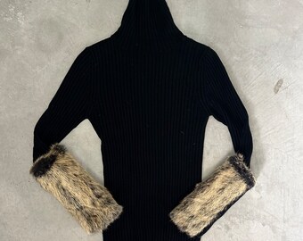 Jean Paul Gaultier Turtle Neck with Rabbit Fur Cuffs