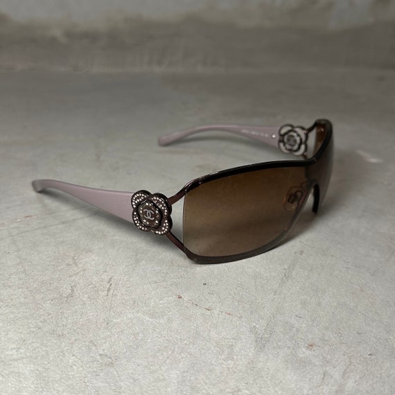 Chanel Brown Tinted Shield Sunglasses - image 1