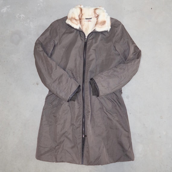SS00’ Prada Sport Goat Fur Lined Jacket Short Authentic Prada Goat Jacket Fur Lined Leather Trim