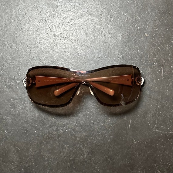 Chanel Brown Tinted Shield Sunglasses - image 3