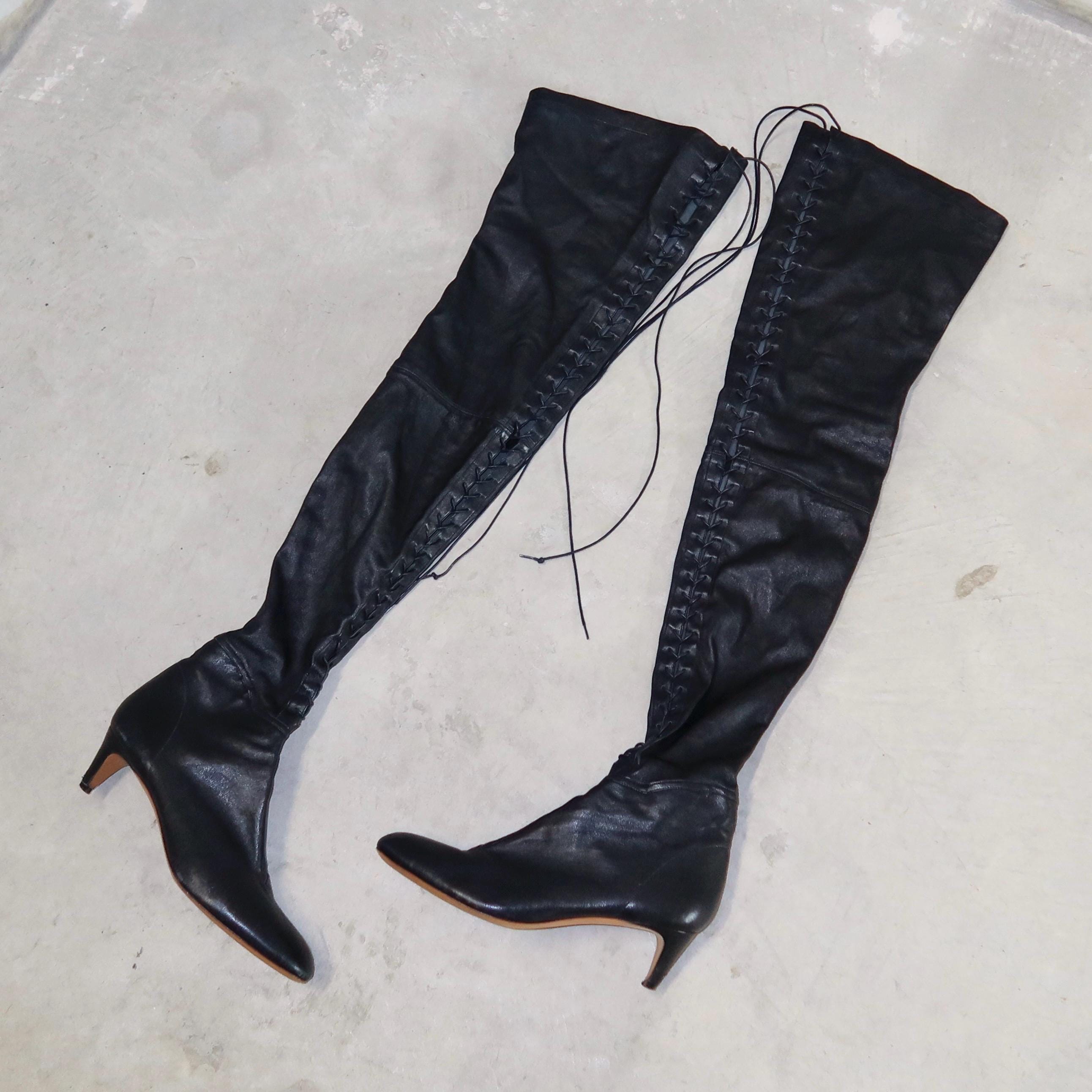 Celine by Phoebe Philo Thigh High Lace up Boots 40 Etsy Canada