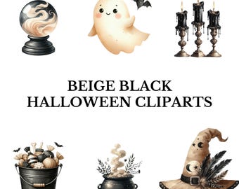 Pacchetto di clipart SVG di Halloween ad acquerello: illustrazioni spettrali per la cameretta dei bambini (uso commerciale, file PNG, PDF)