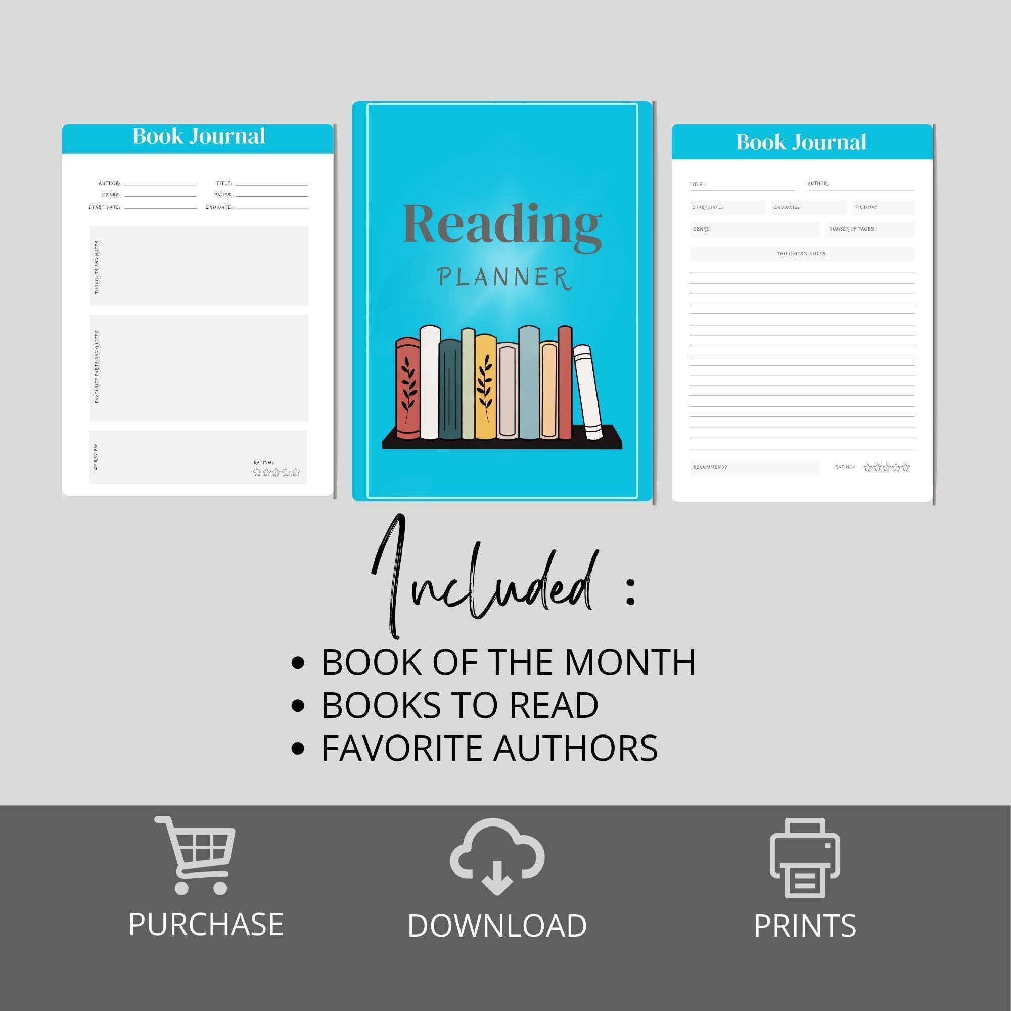 Printable Reading Planner, Book Journal Template, Reading Log, Review ...