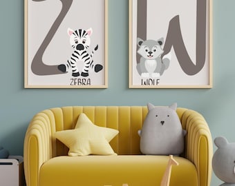 Schede didattiche con l'alfabeto degli animali del bosco: apprendimento Montessori (PDF)