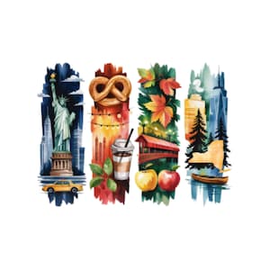 Images clipart, ensemble PNG SVG de repère, graphiques de contour d&#39;état, art de voyage aventurier, imprimable Amérique Cricut