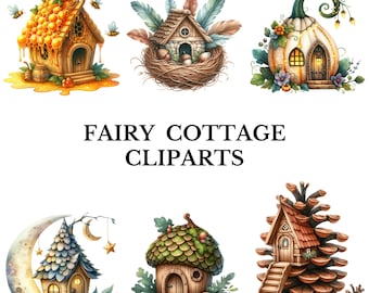 Pacchetto clipart di fate acquerellate: immagini PNG di giardini pastello (file PDF)