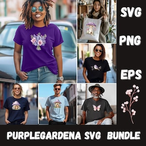 Purple Fairy Clipart Bundle: Whimsical Mushroom Forest PNG SVG (Digital Download) image 1