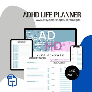 ADHS Life Planner Digital, Organisator für Exekutivfunktionen, Focus Tracker Journal, Goodnotes ADHS Planungsvorlagen Kit, druckbare Mind Map