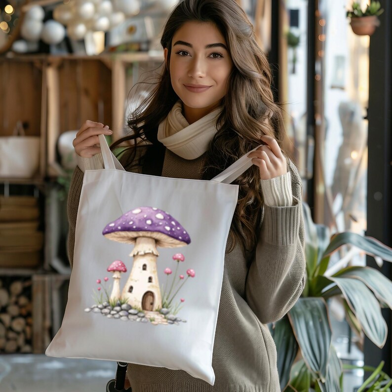 Purple Fairy Clipart Bundle: Whimsical Mushroom Forest PNG SVG (Digital Download) image 7