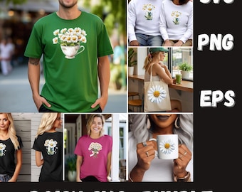 Watercolor Daisy Clipart Bundle: Whimsical Floral PNG SVG Graphics (Digital Download)