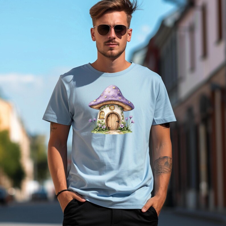 Purple Fairy Clipart Bundle: Whimsical Mushroom Forest PNG SVG (Digital Download) image 5