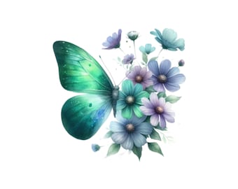 Pacchetto di clipart di farfalle acquerellate: arcobaleno, lilla, oro (download digitale PNG SVG)