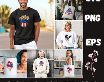 Pacchetto clipart della bandiera degli Stati Uniti per il 4 luglio: grafica patriottica (file PDF con 21 immagini)