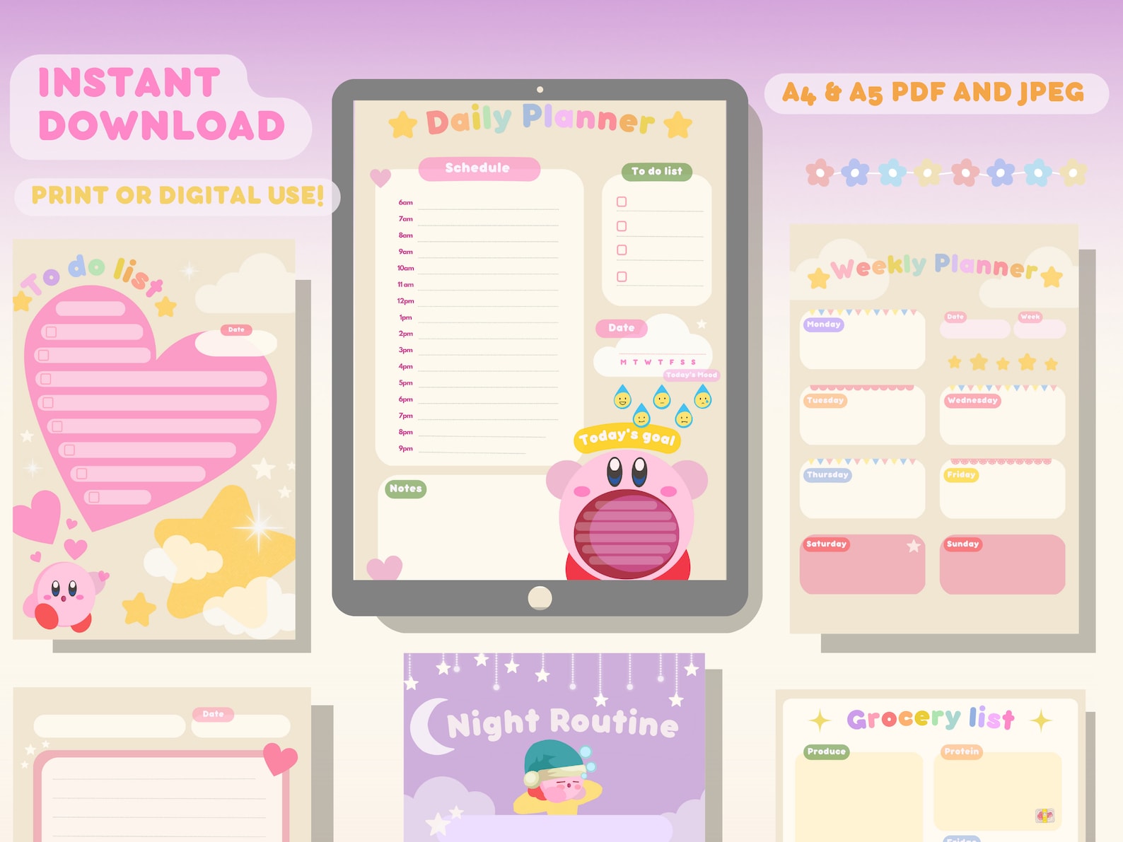 Digital Planner for iPad | Kawaii Daily + Weekly Planner PDF | Cute ...