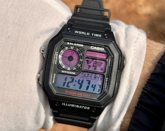 Casio World Time AE-1200WH Custom Watch Casio Royale Mod Black