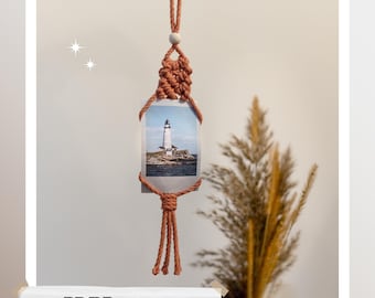 Macrame Polaroid Photo Hanger PDF Pattern - Rear Car View Charm - Mini Photo Display Tutorial