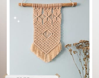 Macramé-pdf-tutorial: patroon voor beginners: geometrisch-minimalistische macramé-muurdecoratie
