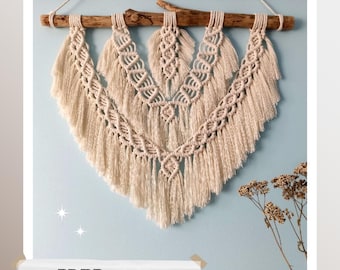 Large macrame PDF Pattern- Boho feather macrame wall hanging tutorial