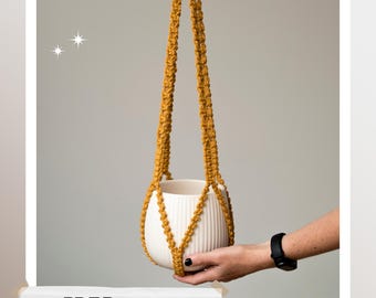 Macrame Plant Hanger NO Tassel PDF Pattern - Boho Minimalistic Macrame Pot Holder Tutorial - DIY Minimalist Indoor Planter Holder Tutorial