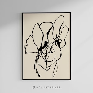 Abstract Line Art Printable, Black and Beige Modern Print Poster, Neutral Wall Art Minimalistic Print, Contemporary Modern Shapes Art