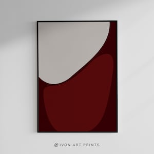 Rot druckbare Kunst, minimalistischer Druck, Burgunder abstrakter Druck, Wandkunst, Wohnzimmer modernes Poster, zeitgenössische moderne Formen Kunst