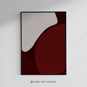 Roter Minimalistischer Druck, Burgunder Abstrakter Druck, Wandkunst, druckbare Kunst, Wohnzimmer Modernes Poster, Zeitgenössische Moderne Formen Kunst