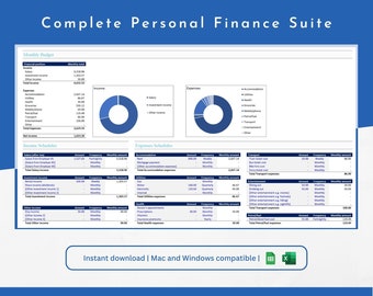 Complete Personal Finance Suite - Monthly Budget, Payments Calendar and Expense Tracker templates for Google Sheets