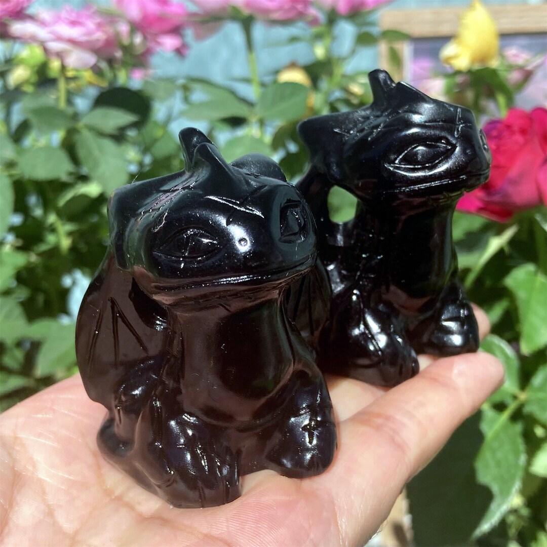 2.2''natural Crystal Carving Obsidian Toothless Etsy