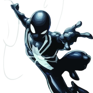 Symbiote Spiderman (Black Spiderman) PDF PNG SVG files for printing invitations shirts or making any gifts for kids. Make your child happy!