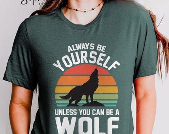 Retro Wolf Sunset T-Shirt, Wolf Lover Gift