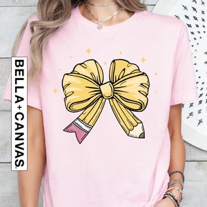 Coquette Teacher Shirt, Coquette Pencil Bow T-Shirt, Trendy Back to School Tee, Appreciation Gift, Elementary Teacher Gift