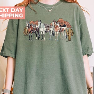 Western Shirt, Horse Shirt, Western Graphic Tee, Cowgirl Tshirt, Horse Girl T Shirt, Comfort Colors® Cowboy Graphic Shirt, Rodeo Tee