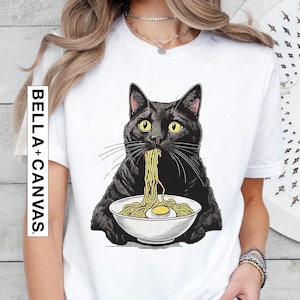 Ramen Cat T-Shirt, Cat Lover Gift, Kawaii Shirt, Anime Cat T-Shirt, Japanese Shirt, Foodies Shirt, Ramen Lover, Kitty Tee, Cat Eating Ramen