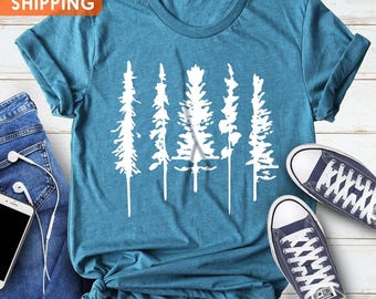 Pine Tree Forest T-Shirt, Nature Hiking Adventure Tee