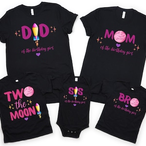 2nd Birthday Matching Family Shirt, 2nd Birthday Two The Moon Girls Outer Space Shirt, Second Birthday Space Theme, 2nd Birthday Party Shirt