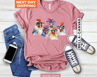 Funny Chickens Shirt, Animal Shirt, Farm Gift for Women, Cute Farmer Outfit, Country T-Shirt, Farm T-shirt, Country Woman Shirt, Chicken Tee