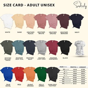 a women's t - shirt with the size card in different colors