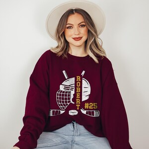 Sweat-shirt d'équipe de hockey personnalisé, nom et numéro personnalisés image 4