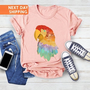 Colorful Parrot Shirt, Bird Shirt, Animal Shirt, Parrot Design, Bird Lover Shirts, Animal Lover Shirt, Parrot Gifts, Gift for Bird Lover