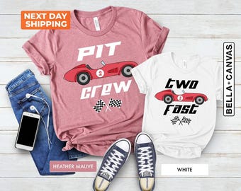 2nd Birthday Matching Family Shirt, 2nd Birthday Pit Crew Shirt, Second Birthday Toddler Tee, 2 Fast Birthday Party Shirt, Race Car 2nd Bday
