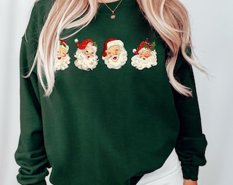 Retro Santa Sweatshirt, Cheerful Vintage Christmas Gift