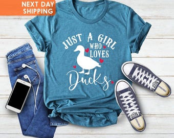 Ducks T shirt, Just A Girl Who Loves Ducks Shirt, Animal Lover Shirt, Farmer Shirt, Duck Mom Shirt, Ducks Lover Shirt, Nature Life Shirt