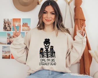 Funny Halloween Sweatshirt, Skeleton Pumpkin Spice Shirt