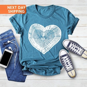 Tree Trunk Heart Shirt, Heart Wood Slice Shirt, Camping Lover Shirt, Hiking Shirt, Gift For Mom, Forest Shirt, Campers Gift, Camp Shirt