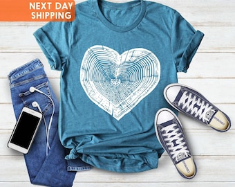 Tree Trunk Heart Graphic T-Shirt, Nature Lover Gift