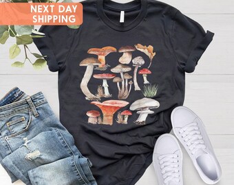 Vintage Illustration Mushroom Decor Art Shirt, Plant Shirt, Botanical Shirt, Mushroom shirt, Nature Lover, Hippie Shirt