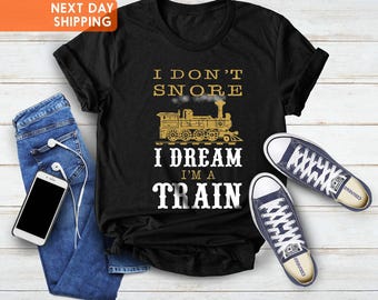 Camiseta "Sueño que soy un tren", regalo de ingeniero ferroviario
