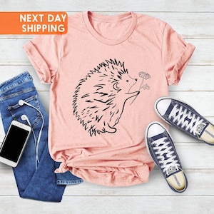 Hedgehog And Flower Shirt, Hedgehog Owner Gift Shirt, Hedgehog Lover Shirt, Animal Lover Tee,Hedgehog Print Shirt,Hedgehog Birthday Gift Tee
