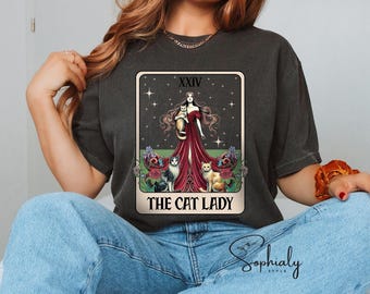Comfort Colors® Cat Lady Tarot Card Shirt, Cat Lover Mom Shirt, Gift for Cat Lovers, Tarot Lover Gift, Funny Cat Shirt Gift for Cat Lovers