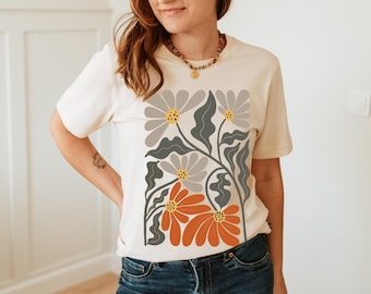 Flowers T-shirt, Boho Wildflowers T-shirt, Boho Flowers Shirt, Floral Nature Shirt, Art Nouveau Art Deco Shirt, Flowers Lover Graphic Shirt